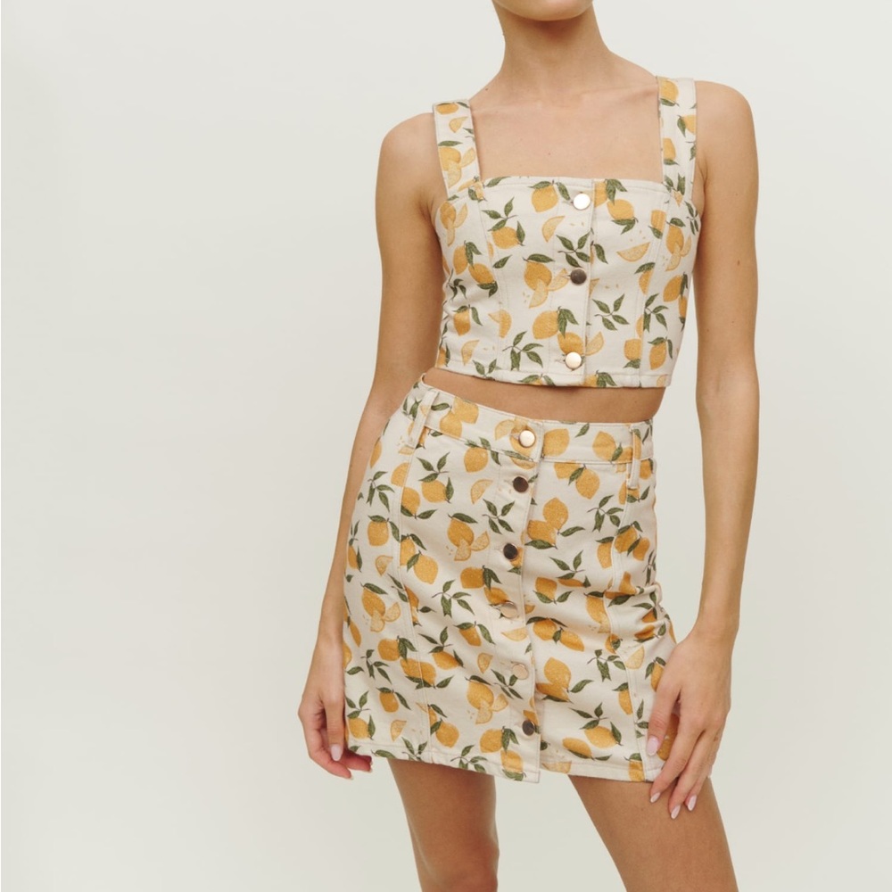 Reformation Chrissy denim two piece set - limoncello